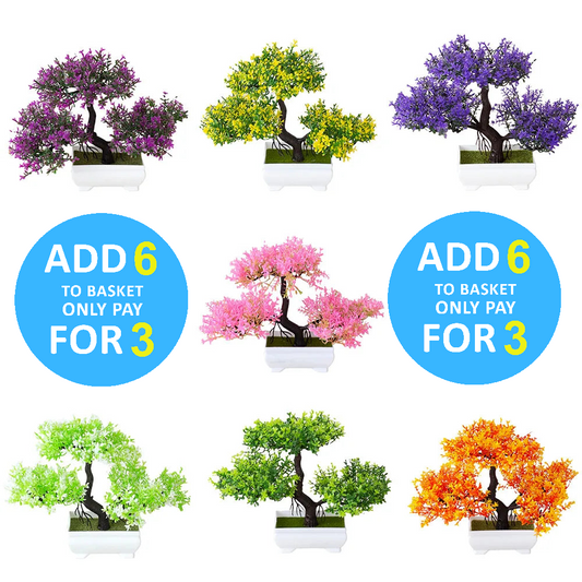 Artificial Plant Bonsai Tree Potted Garden + Home Ornament 6 for 3