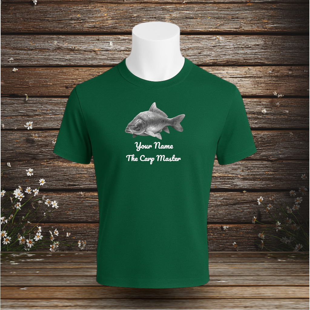 💚 Premium T-Shirt + The Carp Master + Your Text