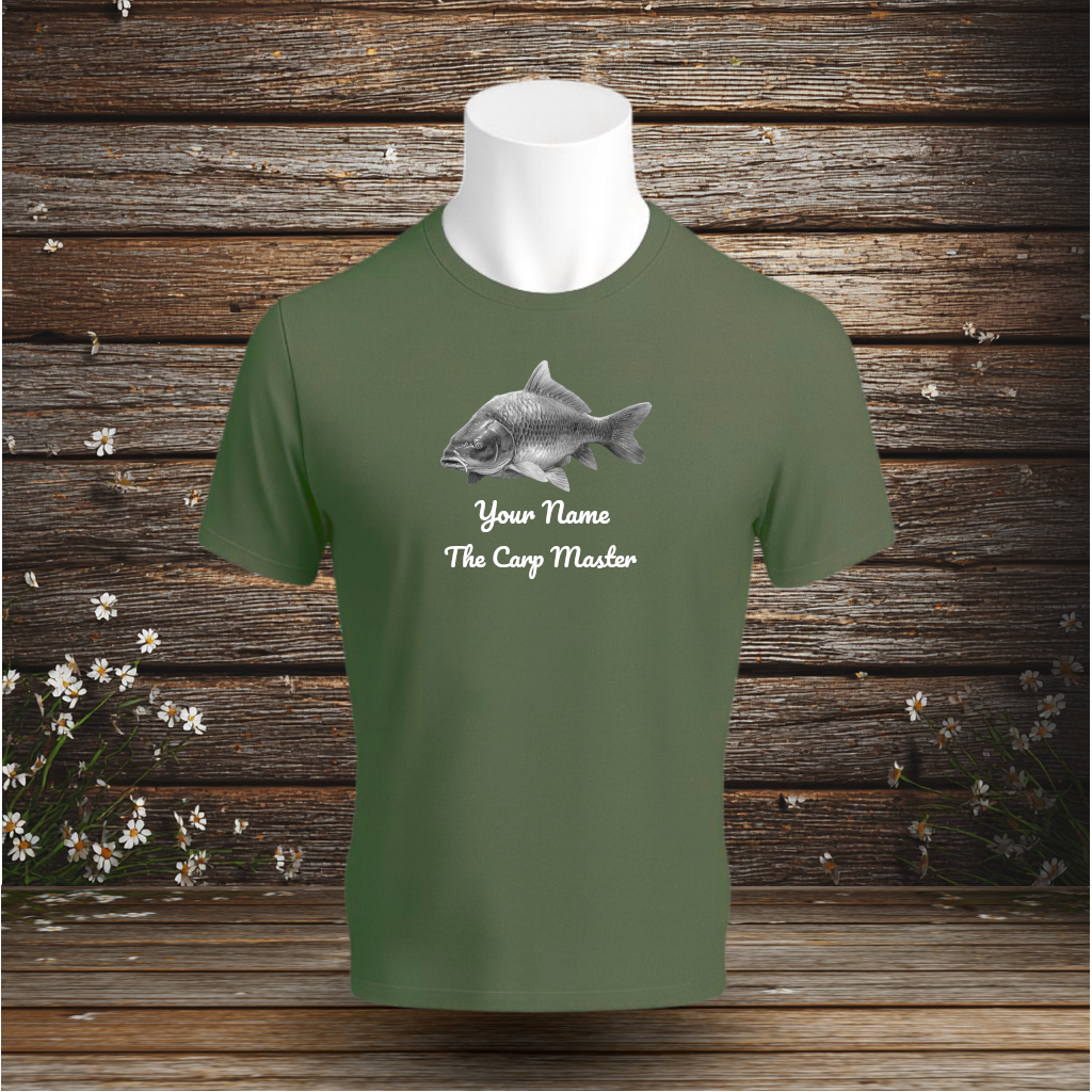 💚 Premium T-Shirt + The Carp Master + Your Text