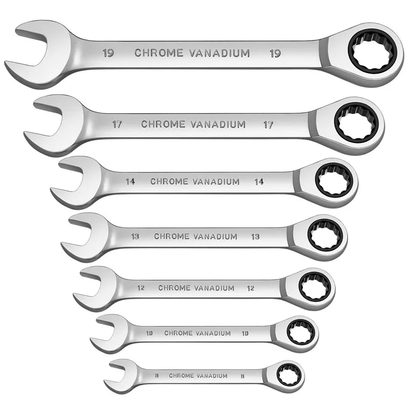 Metric Ratcheting Spanner Set Combination Ring Ended Gear Spanner Kit.