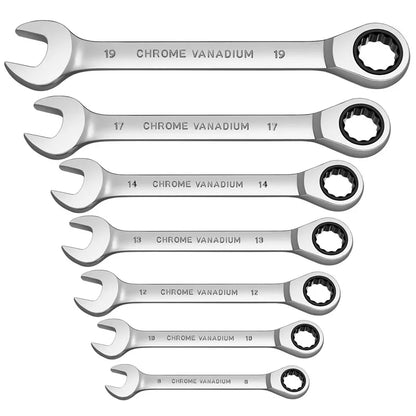 Metric Ratcheting Spanner Set Combination Ring Ended Gear Spanner Kit.