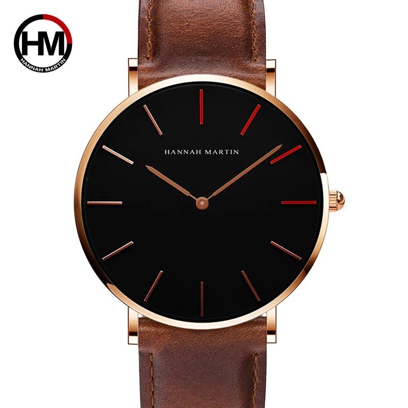 Women's Wristwatch with Quartz Movement and a Genuine Leather Strap