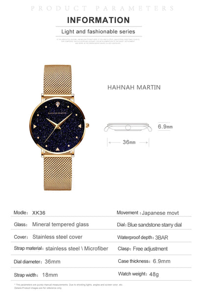 Women' Watches Night Stars Face + Quartz Movement by Hannah Martin