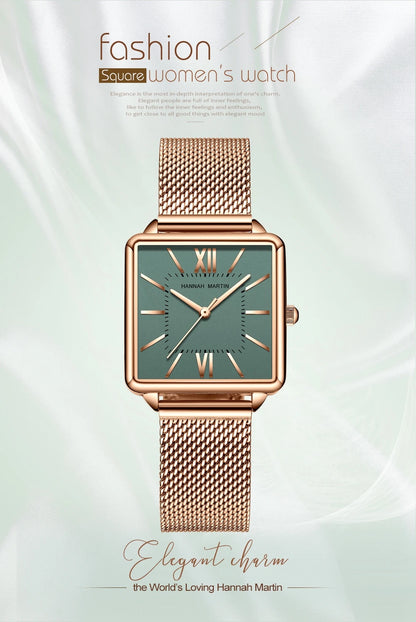 Women's Wristwatch Square Face Quartz Movement and a Stainless Steel Strap