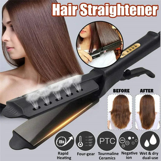 Hair Straighteners Four Temperature Adjustment Ceramic Flat Iron Wide Panel