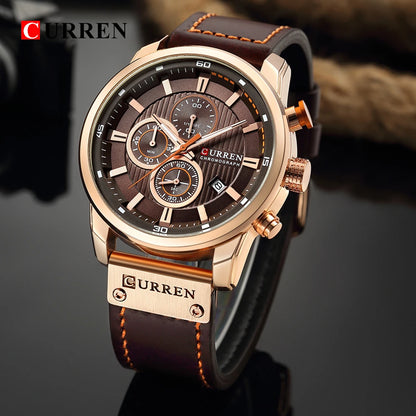 CMen's Watches Quartz Chronograph by CURREN Leather Strap.