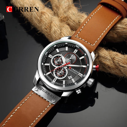 CMen's Watches Quartz Chronograph by CURREN Leather Strap.