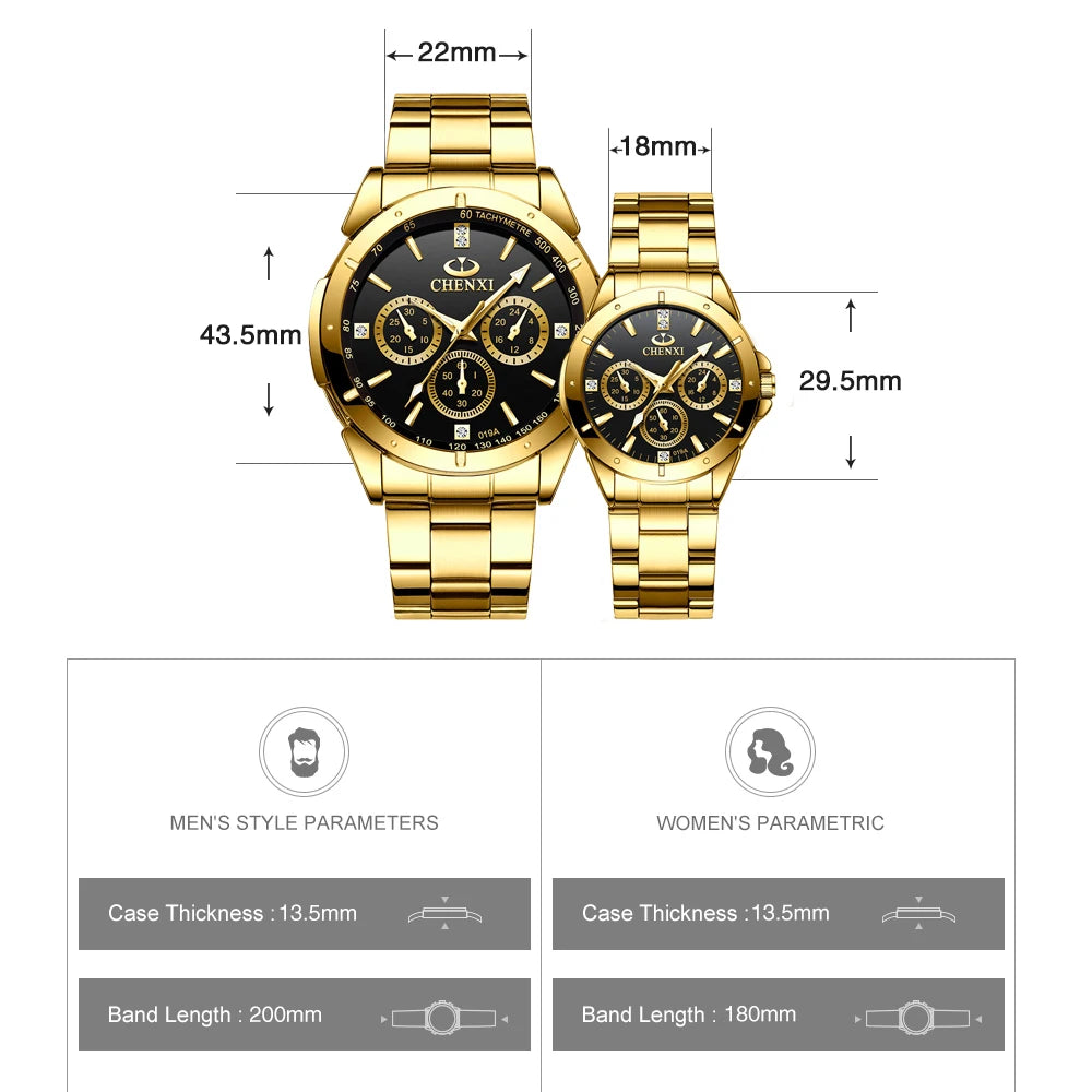 Men's + Women's Quartz Watches Stainless Steel + Waterproof.