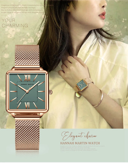 Women's Wristwatch Square Face Quartz Movement and a Stainless Steel Strap