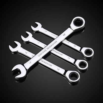 Metric Ratcheting Spanner Set Combination Ring Ended Gear Spanner Kit.