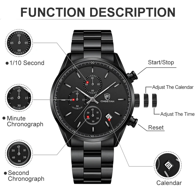 CHEETAH Men's Wristwatch Top Brand Luxury Fashion. Waterproof