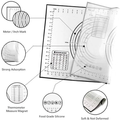 Large Size Silicone Kneading Pad Non-Stick Surface Rolling Dough Mat With Scale Kitchen Cooking Pastry Sheet Oven Liner Bakeware