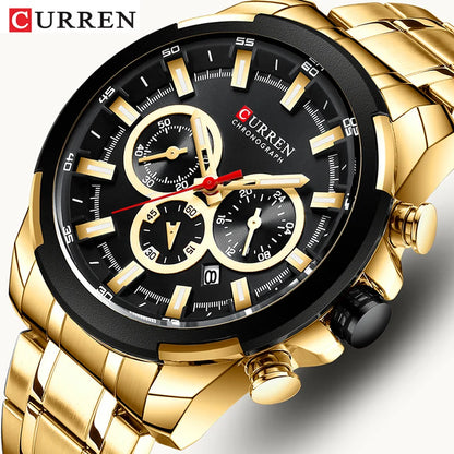 Men's Watches Stainless Steel Quartz Chronograph by CURREN