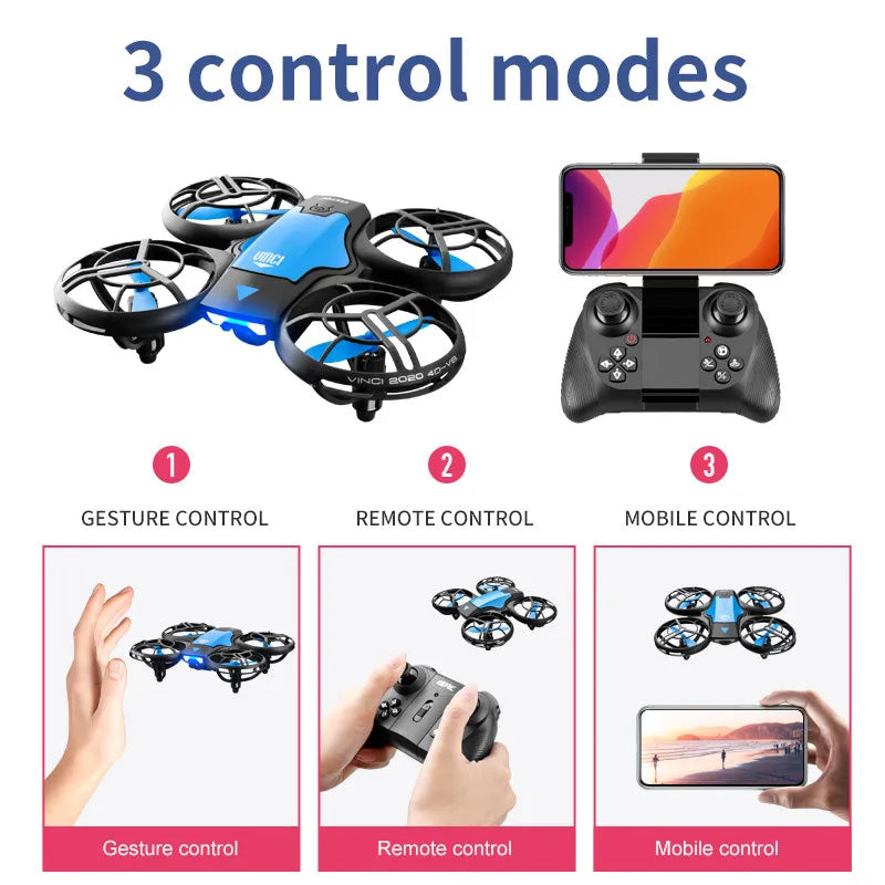 Drone V8 Mini 4K 1080P HD Camera WiFi Fpv Maintains Height Foldable + Case