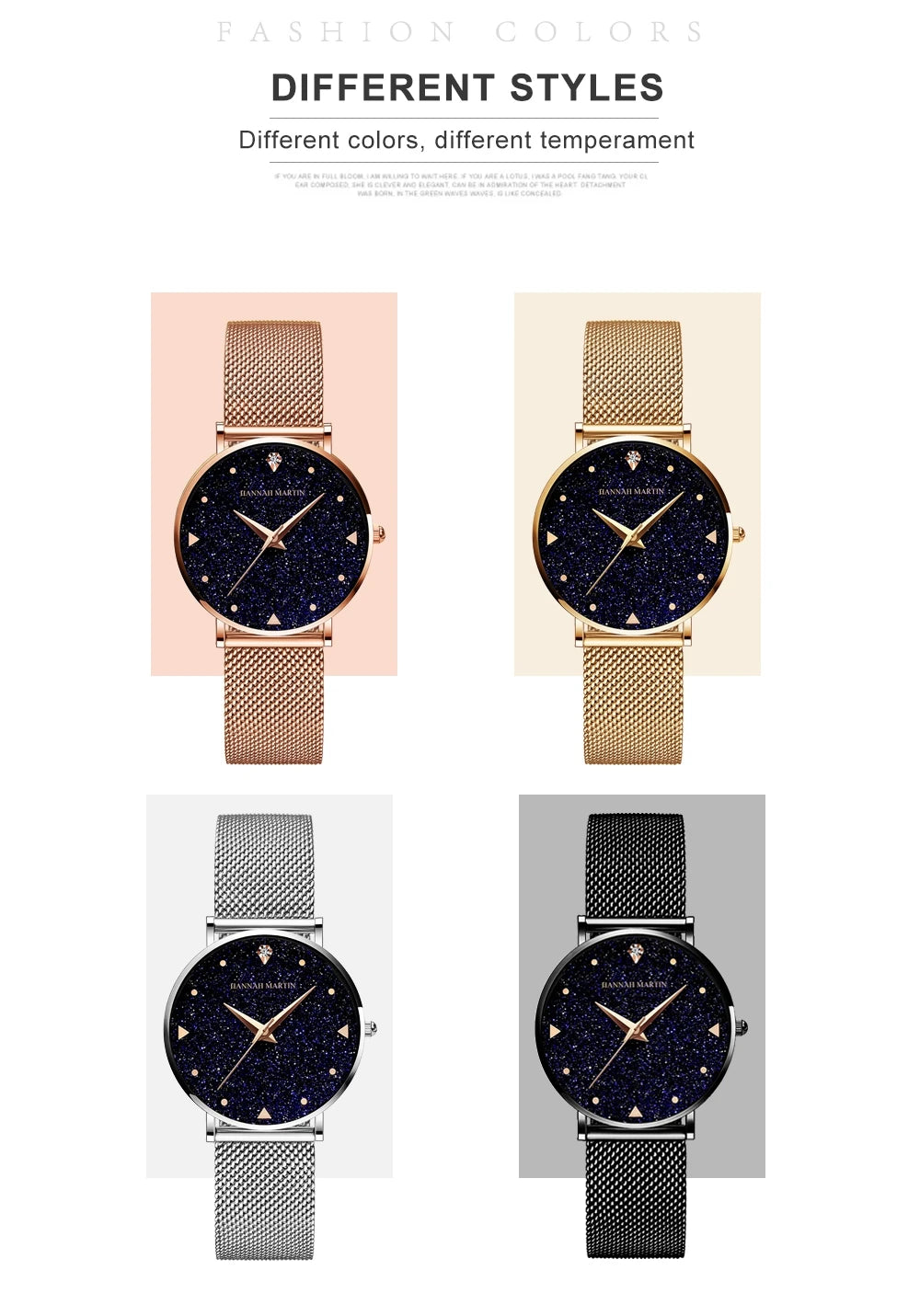 Women' Watches Night Stars Face + Quartz Movement by Hannah Martin