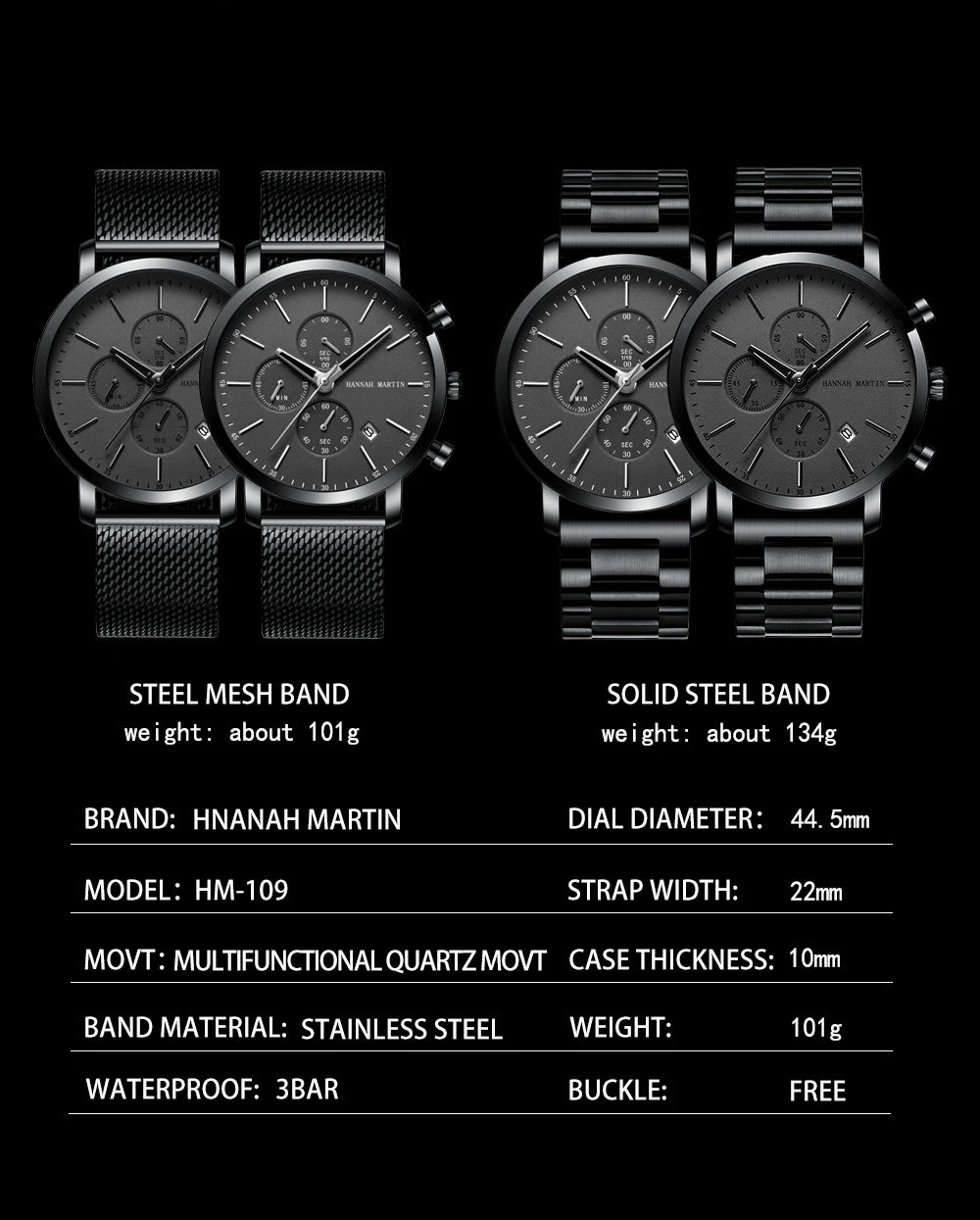 Men's Wristwatch Stainless Steel Waterproof for any Occasion.