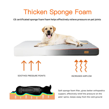 Dog Bed Memory Foam, Orthopedic, Waterproof, Removable Washable Cover.