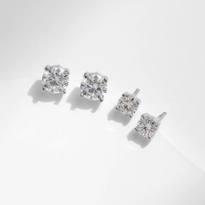 1.00Ct 2.00Ct Moissanite D Color  Stud Earrings 925 Sterling Silver