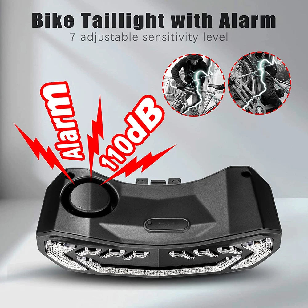 Rear Light Alarm Set Waterproof Rechargeable Turn Signal + Brake Light*