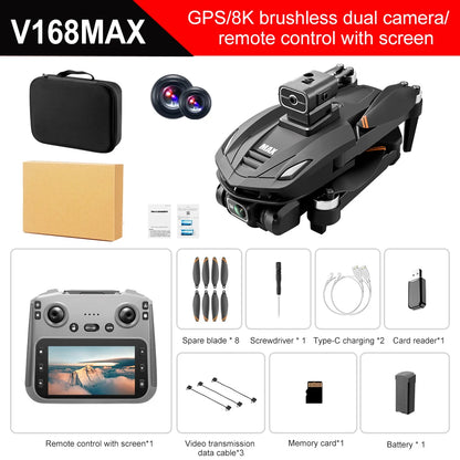 Drone V168 MAX 2025 New + Screen Remote 5G Transmission GPS 8K Pro Camera