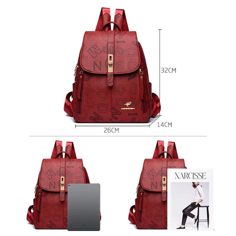 Backpack Soft Leather Shoulder Bag For Women Versatile and Functional.