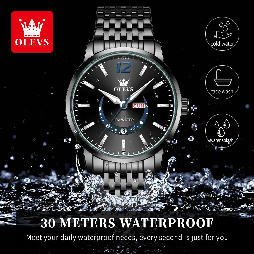 Men's Watch OLEVS TY710 Crescent Shaped Dial Waterproof Luminous