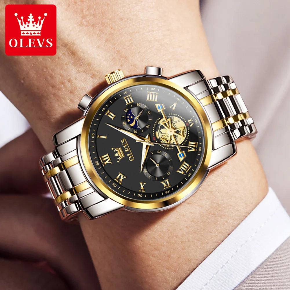 OLEVS Men's Watches Classic Roman Dial Quartz Waterproof Luminous Hands