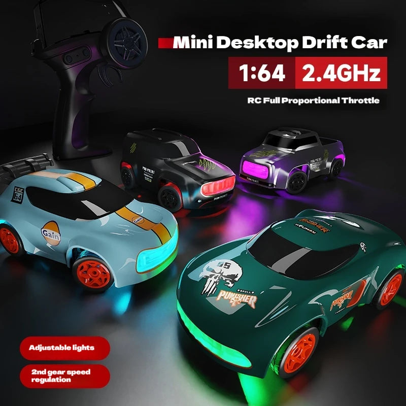 💚 1:64 Mini Desktop Remote Control Four-Wheel Drive High-Speed Drift Racer 💚