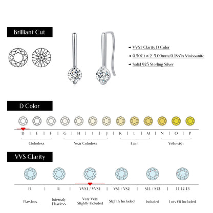 MODIAN Sparkling D Colour Moissanite Drop Earrings 925 Sterling Silver