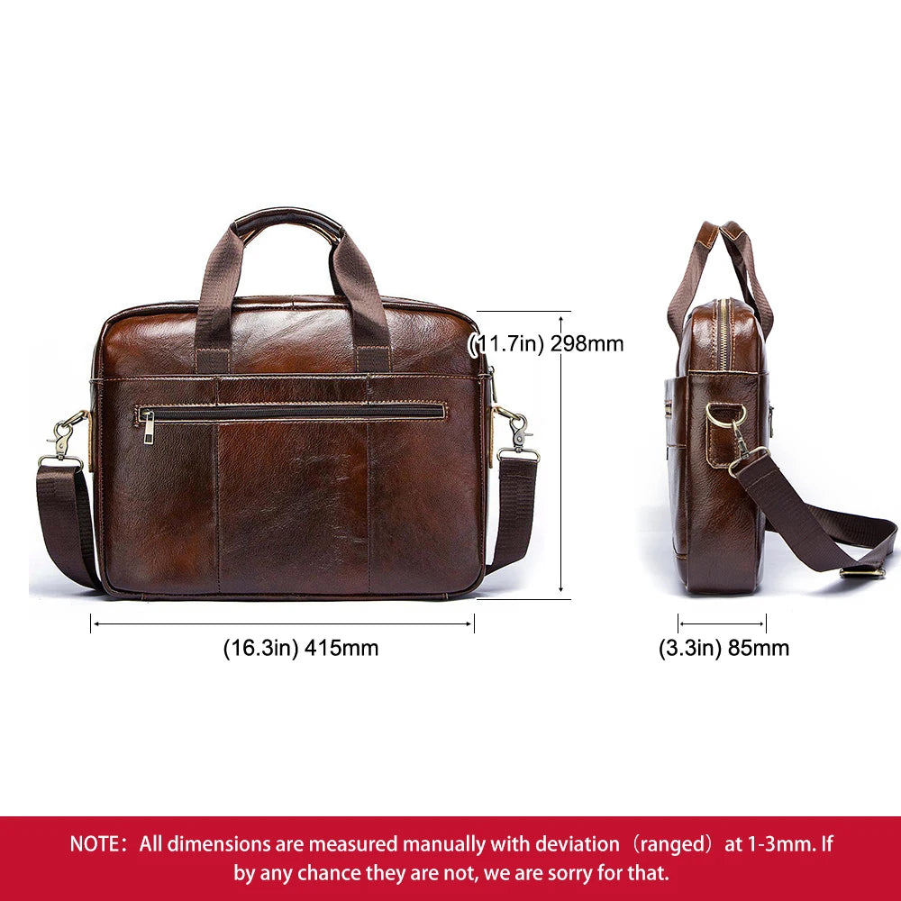 Genuine Leather Briefcase for Laptop High Quality Business Travel Bag