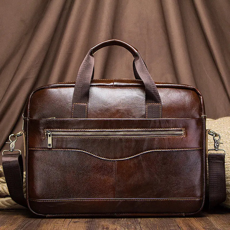 Genuine Leather Briefcase for Laptop High Quality Business Travel Bag