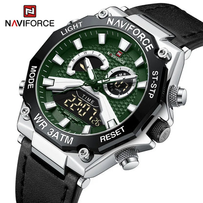 NAVIFORCE Men's Watch Quartz Duel Display Leather Strap NF9220