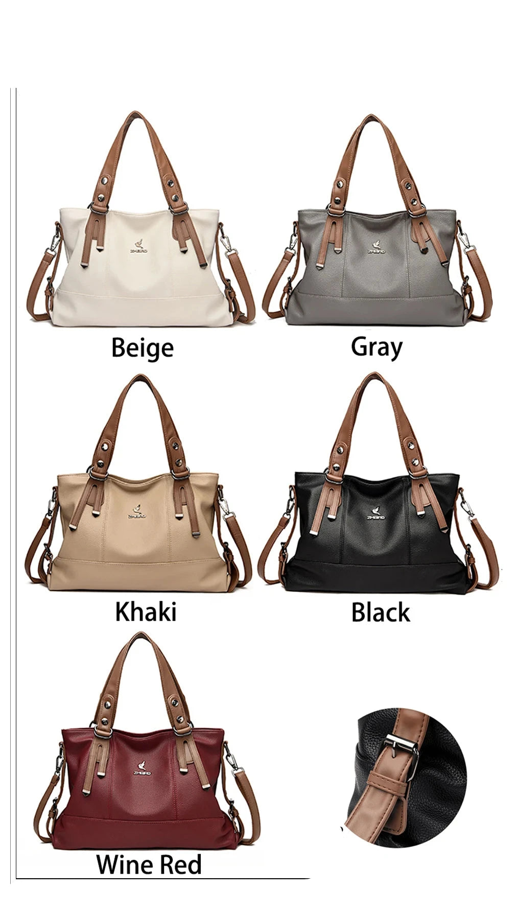 Shoulder Bag Soft Leather Ladies Large Capacity High Quality Handbag