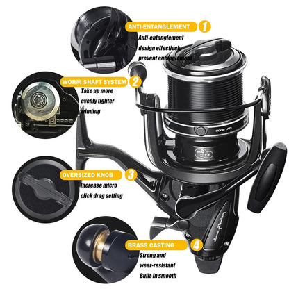 🐟 SAMOLLA Carp Fishing Reel Strong Double Drag 25kg Worm Shaft 🐟