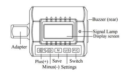 Digital Torque Adapter 1/2"Drive Include Adapters for 3/8" and 1/4"