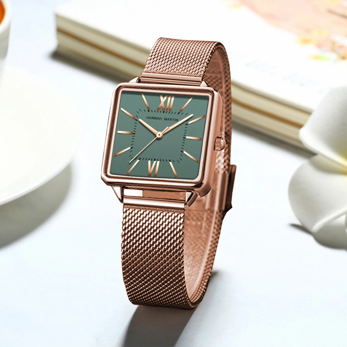 Women's Wristwatch Square Face Quartz Movement and a Stainless Steel Strap