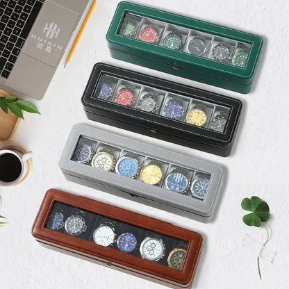 Watch Case Organizer with Glass Lid Display Storage Box with Removable Pillows