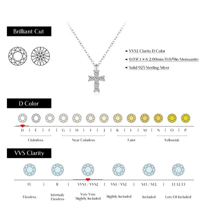 Pendant Necklaces D Colour Moissanite 925 Sterling Silver Cross Link Chain