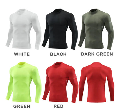 Men Compression Sports Top High Collars Breathable T-Shirt Gym Running Fitness