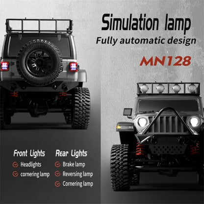 RC Crawler 4x4 MN128 2.4G Climbing Buggy Professional with LED Lights #