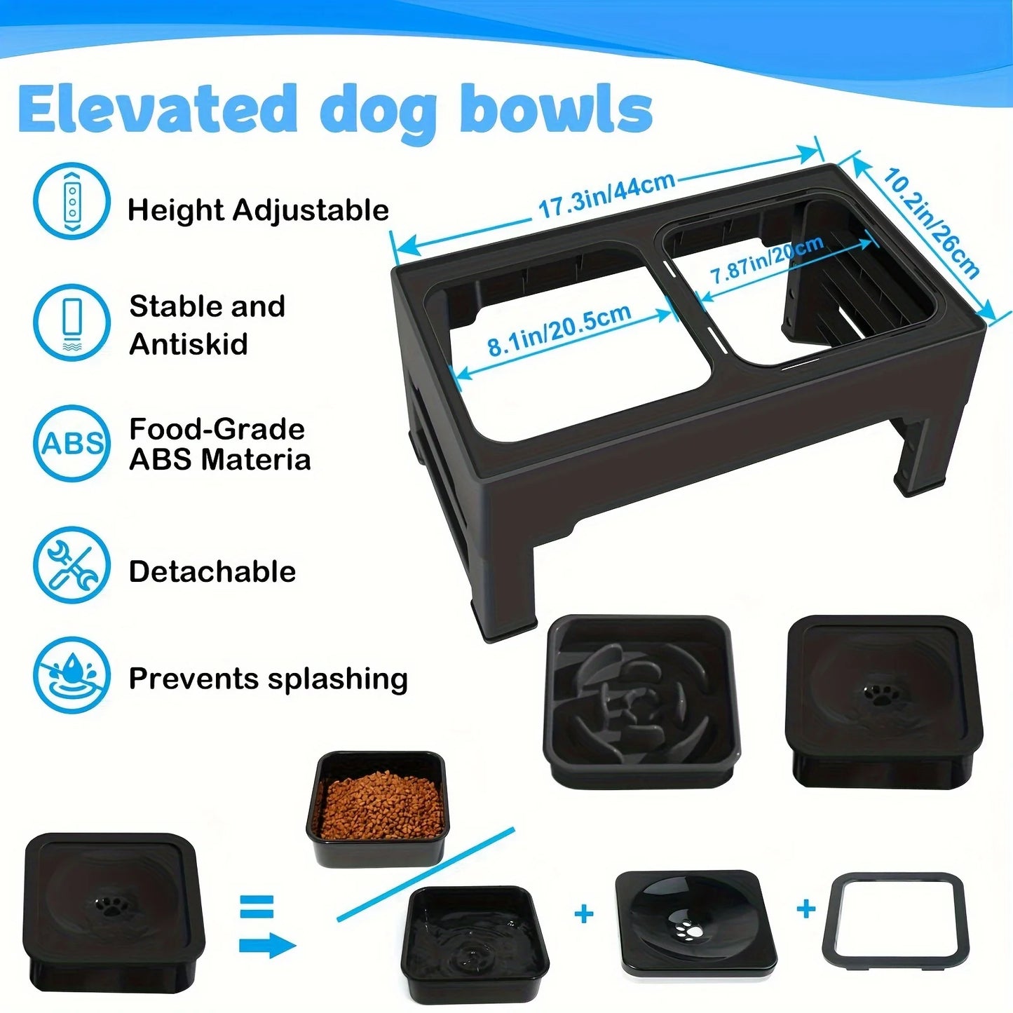 Pets Double Bowls Stainless Stand Adjustable Height.