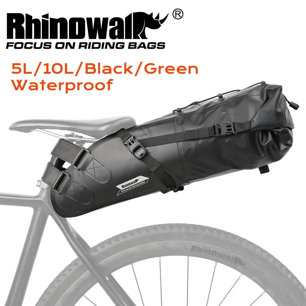 Bicycle Saddle Bag 100% Waterproof 5L-10L Seat Bag Rack Bag RHINOWALK