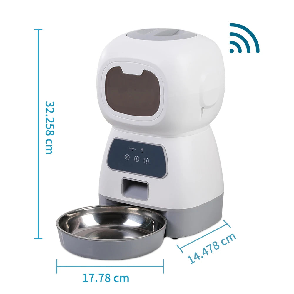 Dog Cat Feeder Smart Food Dispenser. Timed Pet Feeding + Auto Sensor