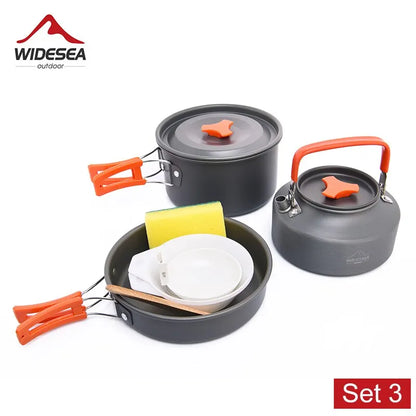 Camping Pots Cookware Set. Outdoor Kitchen Equipment. Hiking-Picnic-Travel-Camping