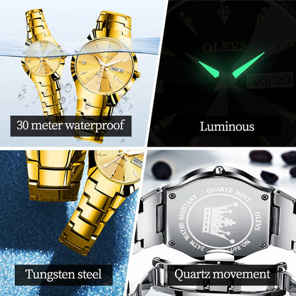 Men's Watch OLEVS Original Quartz Waterproof Tungsten Steel Luminous Date