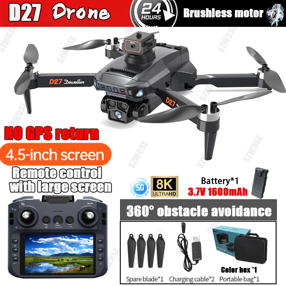 💚 Drone D27 PRO GPS with Large Screen Control 8K HD 28 Mins Flight 💚