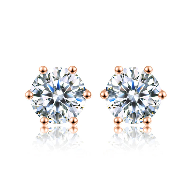 Stud Earrings Moissanite Gemstone 0.5ct-2ct D Colour Certified Moissanite