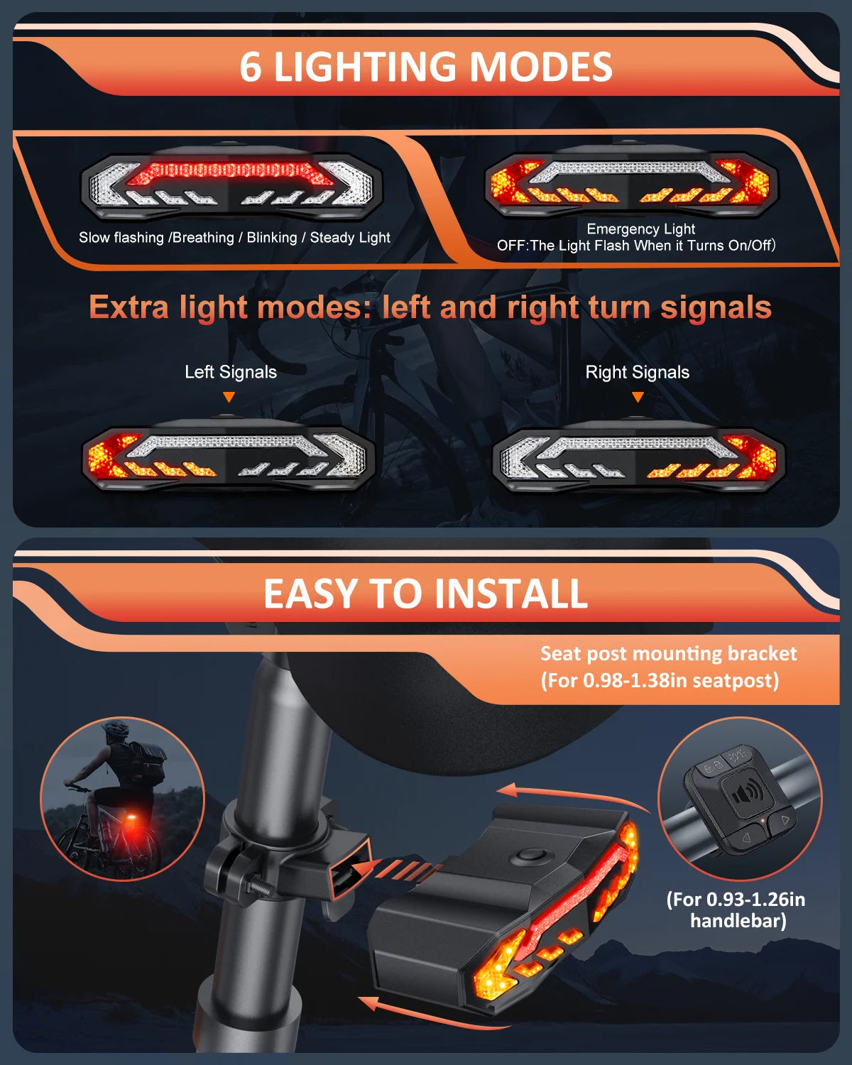 Camluxy Rechargeable Bike Lights Front and Rear Set Ultra Bright. Turn Signals*