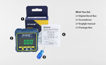 SHAHE Digital Magnetic Protractor Inclinometer Level Angle Finder;