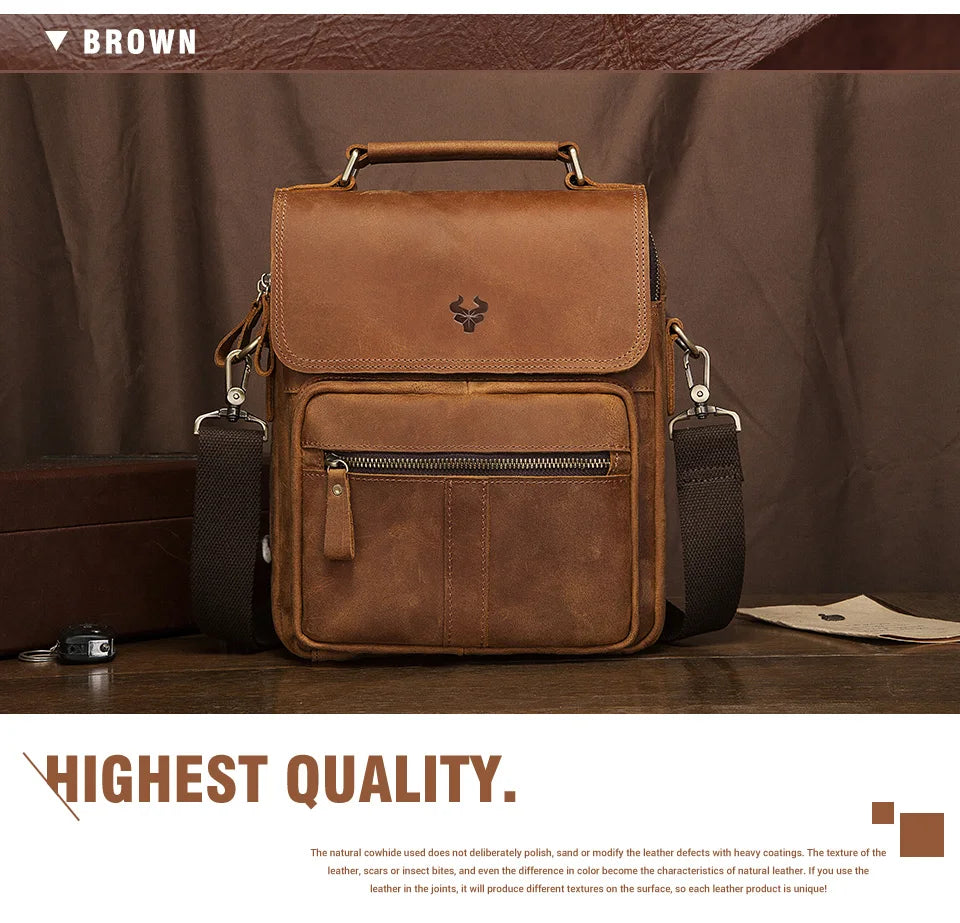 Genuine Leather Shoulder Bag Luxury Business Messenger Bag